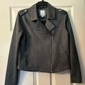 Greenish blue suede moto jacket, women’s medium, worn 3 times!